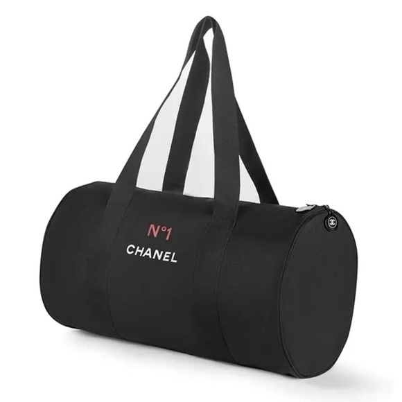 Chanel Novelty Cosmetic Canvas Boston Bag Shoulder Bag Logo Print Black - Picture 2 of 8